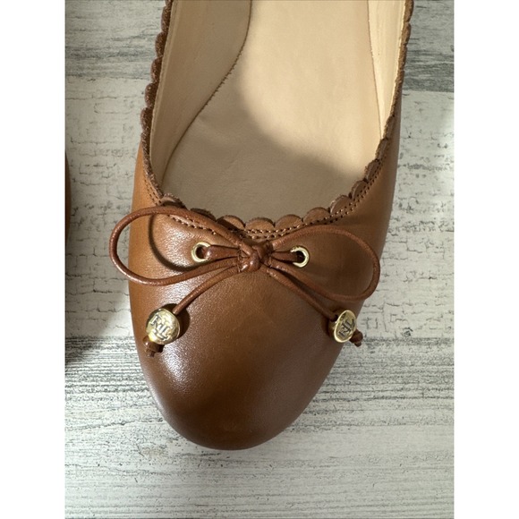 Ralph Lauren Glennie Flats Polo Tan Super Soft Leather Size 10B - Picture 3 of 13